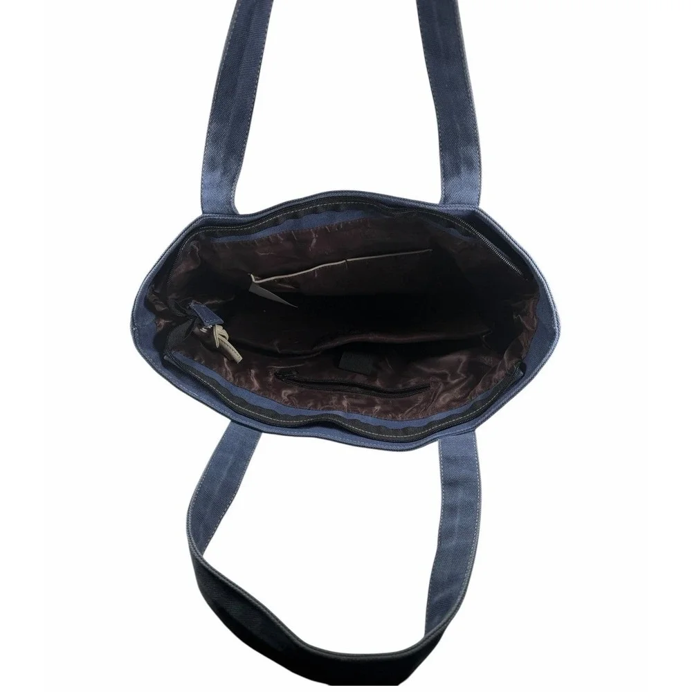 Hot Styl Blue & White Nylon Canvas‎ Carry All Shoulder Tote/ Bag/purse Lunch Bag